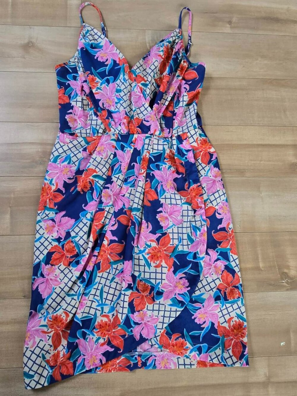 YUMI KIM Rush Hour Floral Faux Wrap Dress - Blue Pink - Small